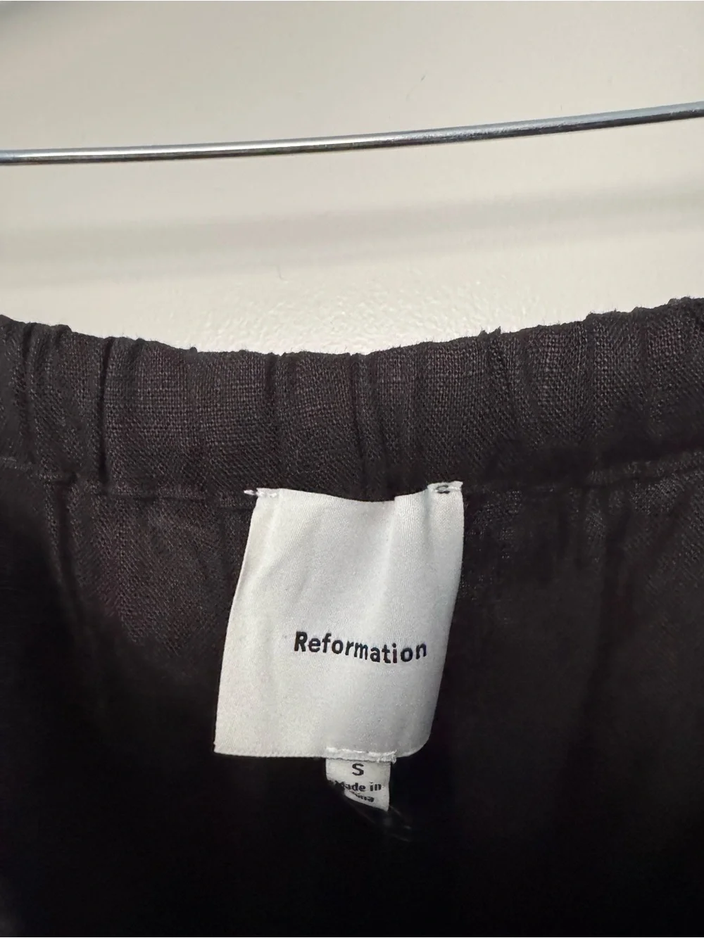 Reformation Olina Linen Pant in Black